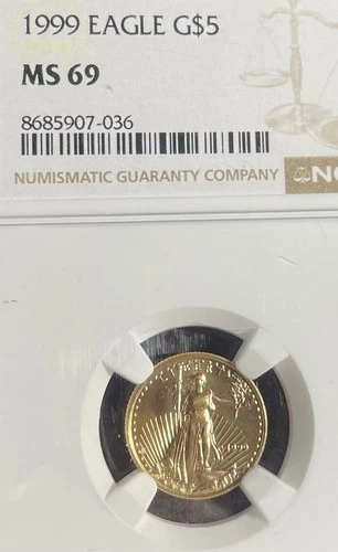 1999 NGC MS69 $5 GOLD EAGLE Certified .999 Gold 🏅💥🔥