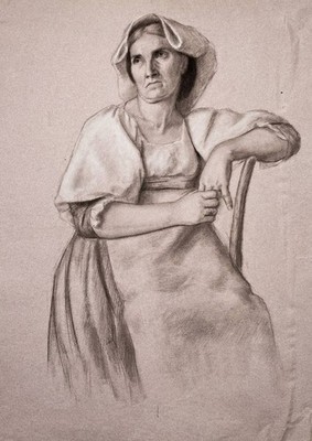 Ältere Frau auf einem Stuhl woman Bleistift-Zeichnung pencil drawing dessin