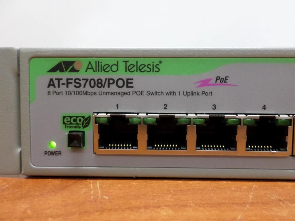 ALLIED TELESIS AT-FS708/POE Unmanaged 8 Port Power Over Ethernet Switch - Image 2 of 4