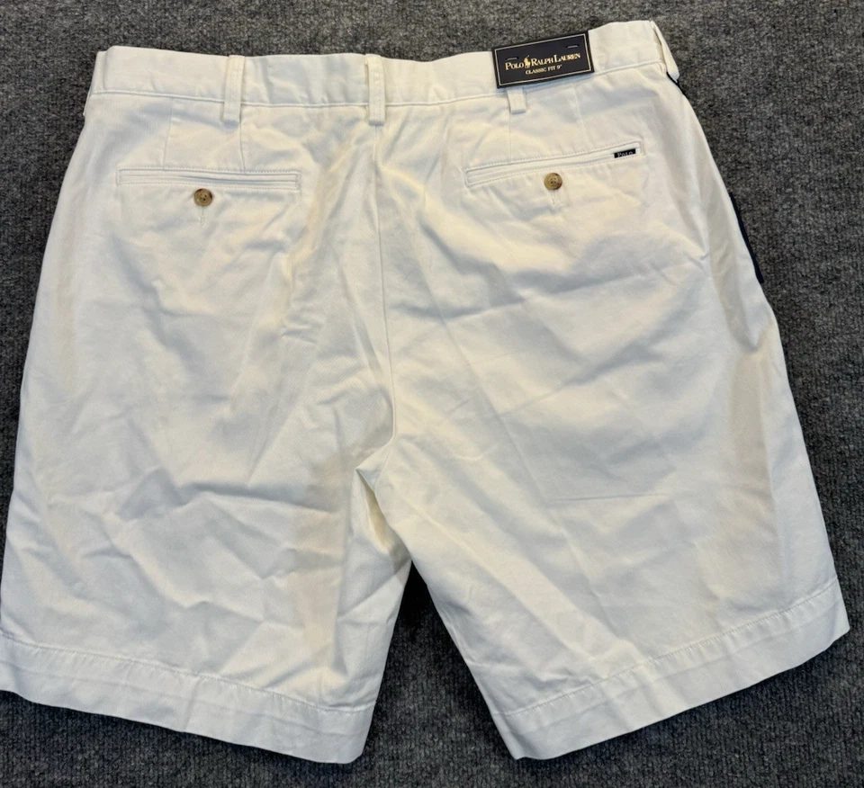 Pantalones Cortos Chinos Polo Ralph Lauren Para Hombre Talla 36 Calce Clásico 9” Algodón Blanco Nuevos con Etiquetas Foto 4 de 4