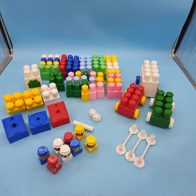 Huge Mega Blocks Building Lot Many Colors Shapes Train Cars People Animals
