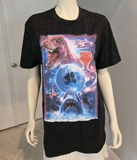 Universal Studios Shirt Heather Black ET Jaws Jurassic Park Back to Future NWOT