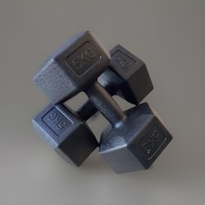 2 x Hex Dumbbells Set 5KG Pair Hand Weights Rubber Encased Gym Lifting Workout