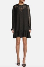 Michael Kors Women's Tie-Neck Dewdrop Texture Dress Black S NEW $195 MF281AA6SV