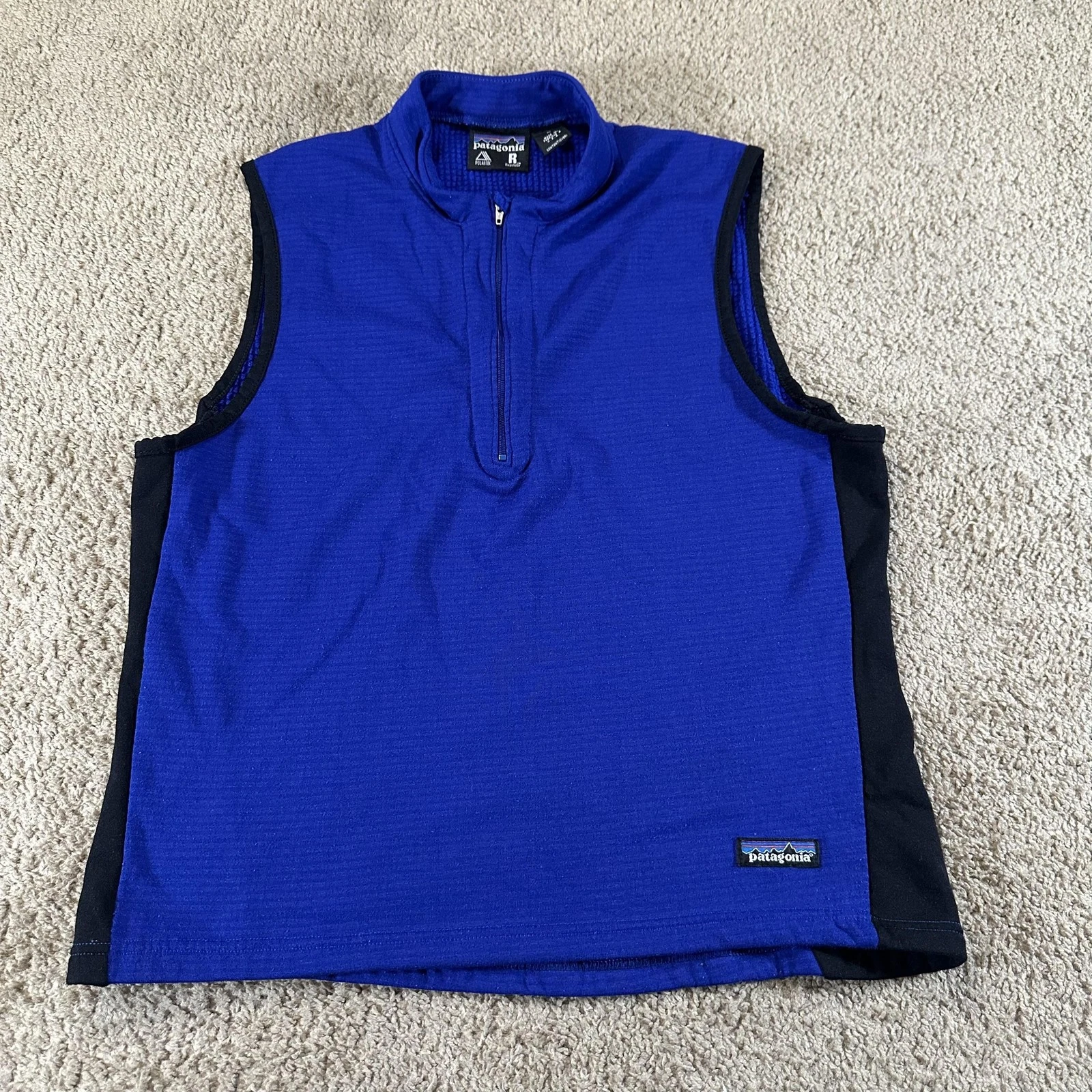 Vintage Patagonia R Regulator Vest Mens Medium Blue Fleece 1/4 Zip Made USA 90s