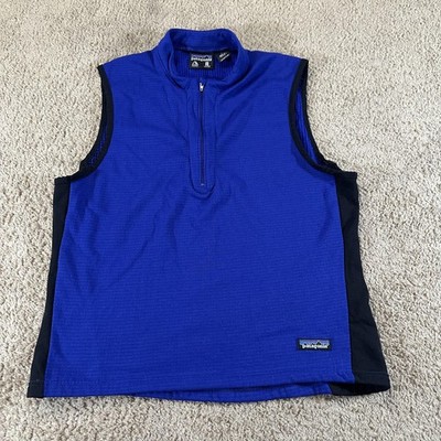 Vintage Patagonia R Regulator Vest Mens Medium Blue Fleece 1/4 Zip Made USA 90s