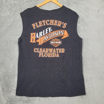 Vintage Harley Davidson Tank Top Mens L Black 1998 Fletcher's Clearwater FL