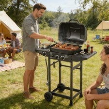 2 Burner BBQ Propane Grill 24000 BTU Stainless Steel w/ Side Burner for Patio