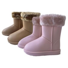 Kids Girls Ladies Faux Fur Lined Winter Boots Warm Waterproof PVC Snow boots