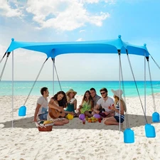 Beach Tent Sun Shelter with 8 Sandbags, UPF50+ Protection  Windproof Pop Up B...