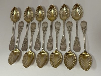 Tiffany set 12 Sterling silver spoons. John Polhemus. Victorian. 5 1/4'' long