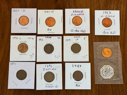 Indian Head, Wheat Pennies, Lincoln BU RD Cents, and Mini Mint Set