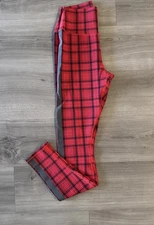 Alo Yoga Occasion High Rise Legging Pattern Play Red Scarlet Plaid Size S New