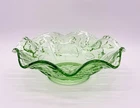LG Wright Green Depression Glass Serving Bowl w/Floral Pattern 10-Inch Centerpie