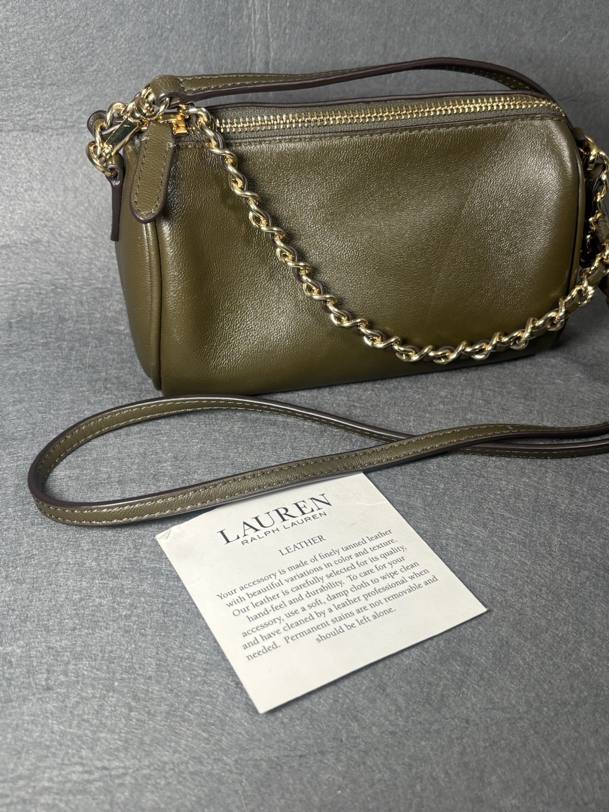 Lauren Ralph Lauren Crossbody Bag Women's One Size Olive Green Leather Chain thumbnail 3