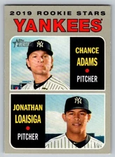 2019 Topps Heritage - Rookie Stars #189 Chance Adams, Jonathan Loaisiga (RC)