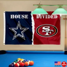 House Divided Flag Dallas Cowboys vs San Francisco 49ers 3x5 Football Banner USA