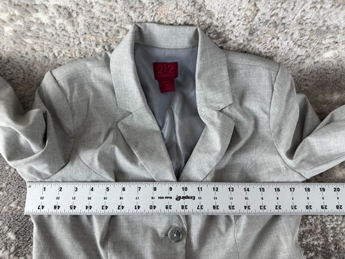 212 Collection Petite 8P 2 Button Notched Blazer Jacket Gray Long Sleeve Lined - Picture 5 of 9