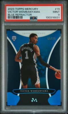 2023 Topps Mercury # 19 Victor Wembanyama Blue Refractor 55/75 PSA