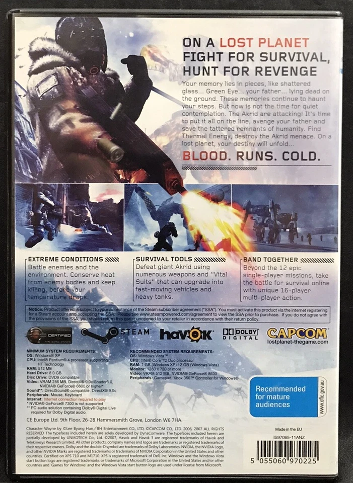 LOST PLANET Extreme Condition PC CAPCOM GAME 2007 VGC FAST FREE POST  - Image 2 of 2