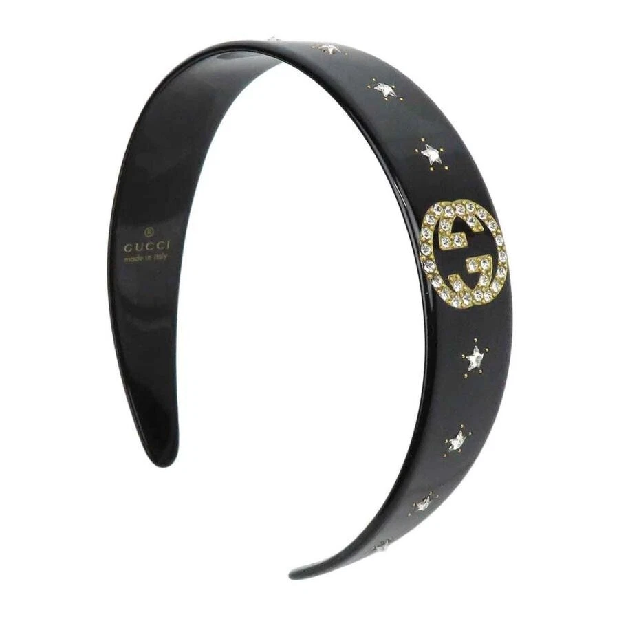 Gucci Crystal Interlocking G bandeau noir accessoires pour femmes authentique OCCASION #O1256