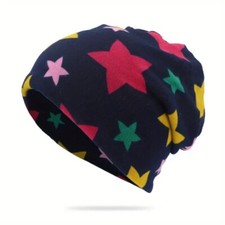 Unisex Multicolored Knit Beanie Stars/Dark Any Season Light Weight NWT CLOSEOUT 