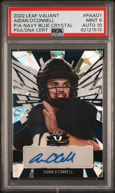 AIDAN O'CONNELL 5/15 RC AUTO NAVY BLUE CRYSTAL 2022 LEAF VALIANT PSA 9