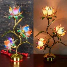 33cmColorful Petal Lotus Candlestick Temple Table Lotus Buddha Holder Decoration