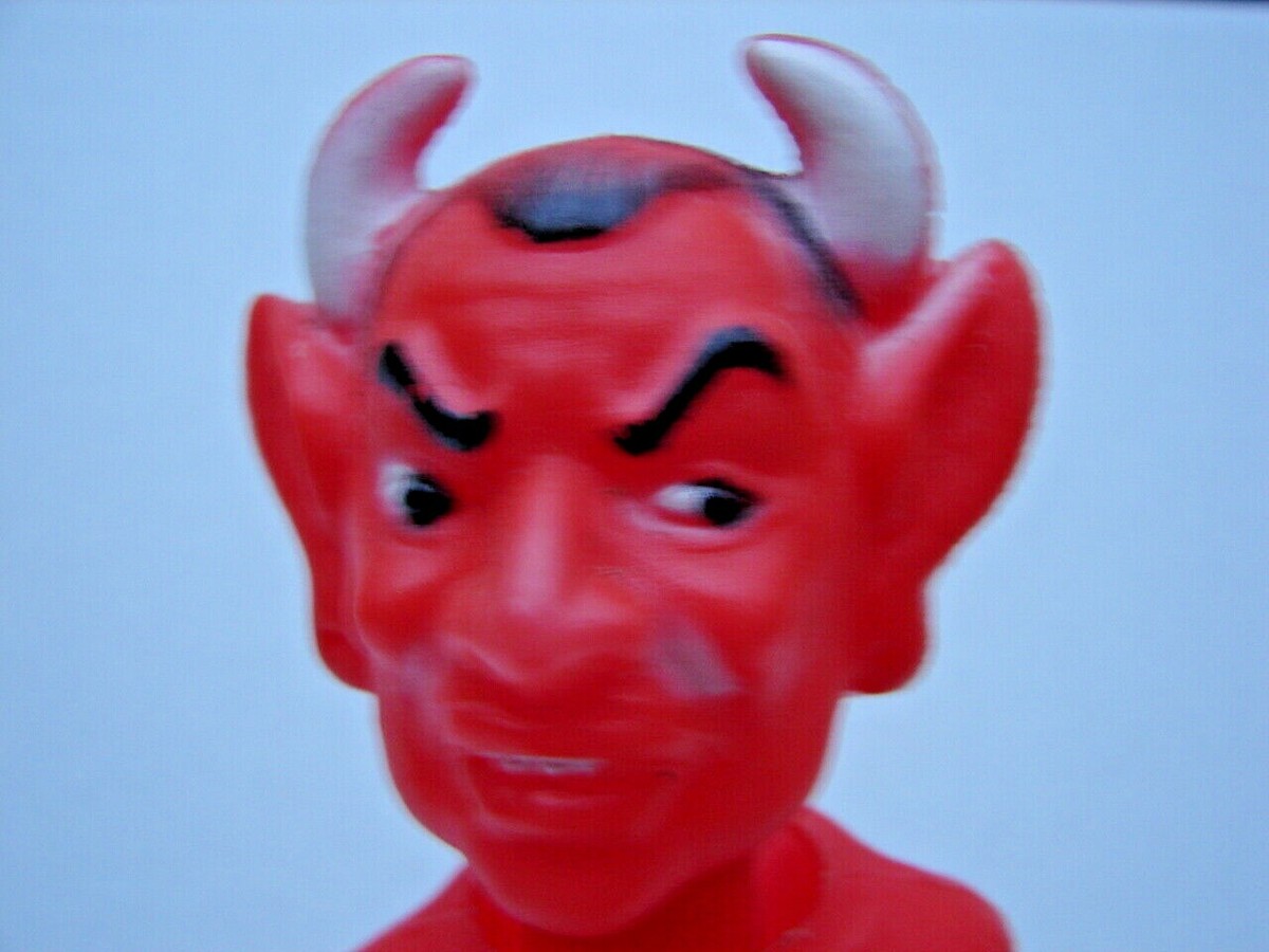 VINTAGE 1970'S NIB HORNY RED DEVIL HEAD DEMON Adult Novelty Toy