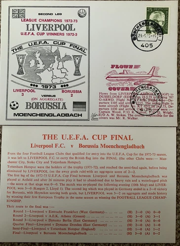 LIVERPOOL V BORUSSIA  UEFA CUP FINAL 23RD MAY  1973 DAWN FIRST DAY COVER