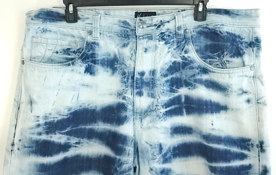 Makobi Shorts 46 Blue White Tie Dye Denim Distressed