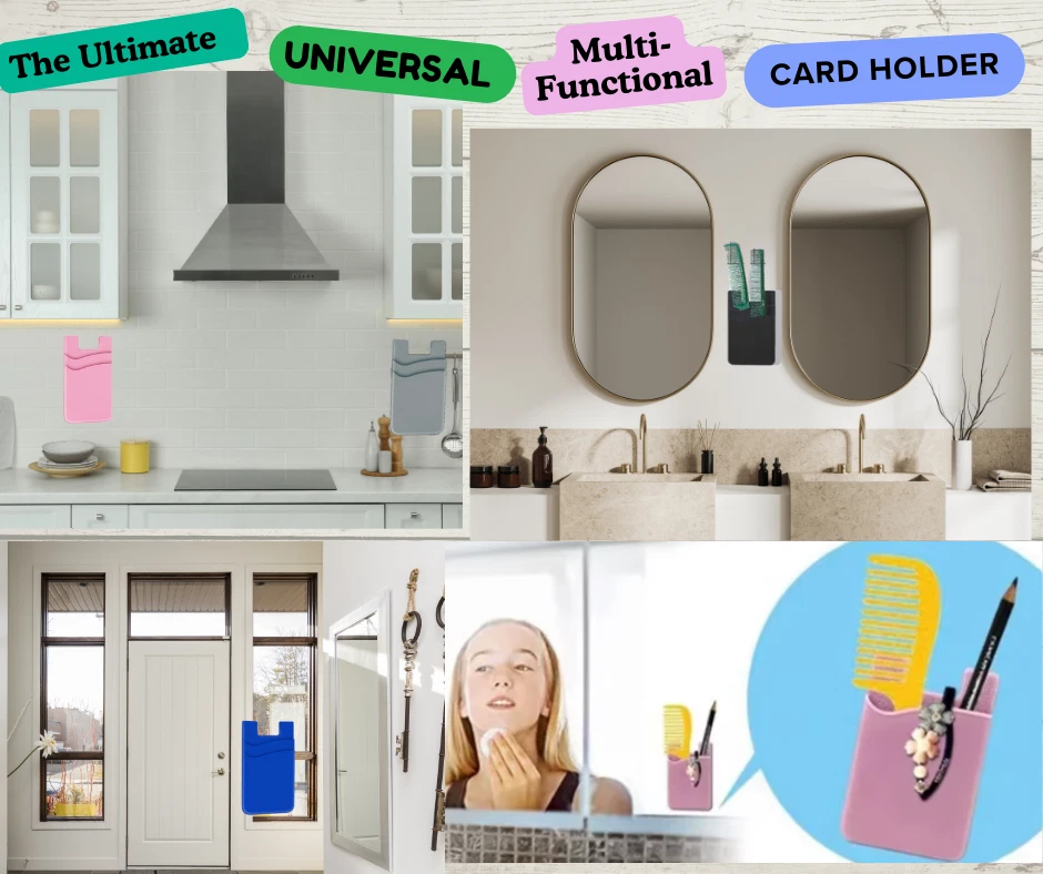 Phone Wallet Stick-On-Multi-Use Silicone Card Holder,Purple+RosePink+Orange 3Pcs - Image 3 of 4