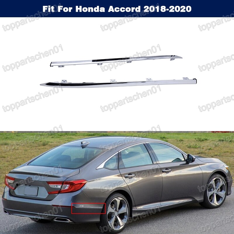 Pair Of Chrome Rear Lower Bumper Trim Mouldings For Honda Accord 2018-2020