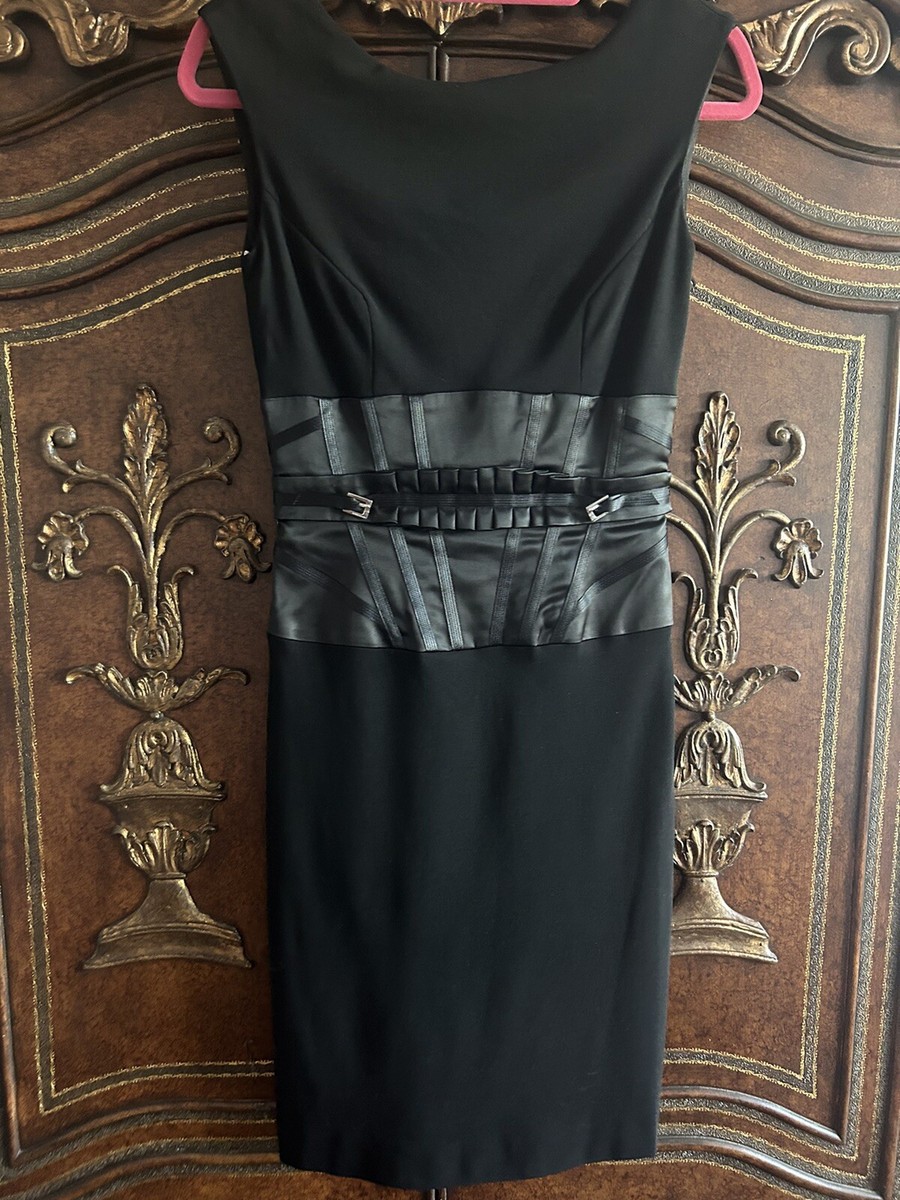 karen millen black corset dress Black Figure Form Corset Detail Woven Strappy Midi Dress