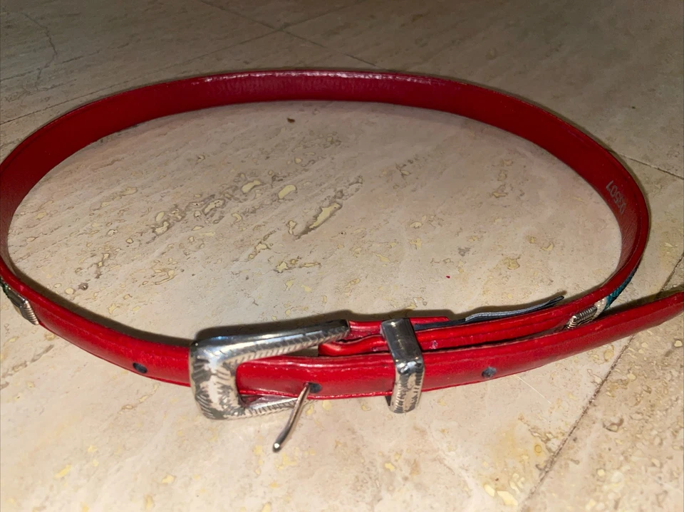 Пояс Brighton 03507 красный кожаный юго-западный с бисером размер женский M - Изображение 3 из 4