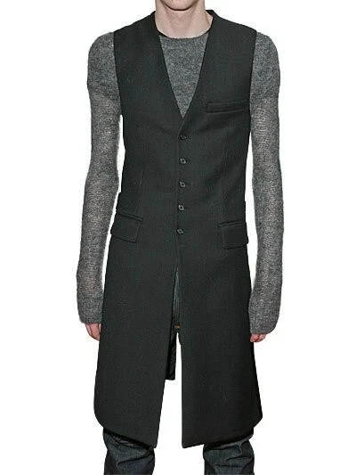 Hedi Slimane era DIOR HOMME 2007 AW RUNWAY Long Wool Gilet Vest men - Image 2 of 4