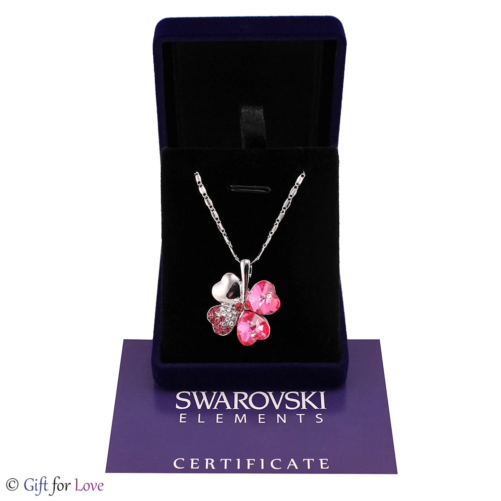 Collana donna argento Swarovski Elements originale G4Love cristalli quadrifoglio - Foto 2 di 8