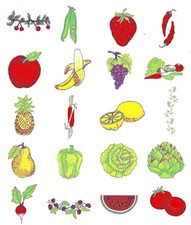FRUIT  VEG 116 Embroidery Card for Brother, B. Deco, Baby Lock, White TESTED
