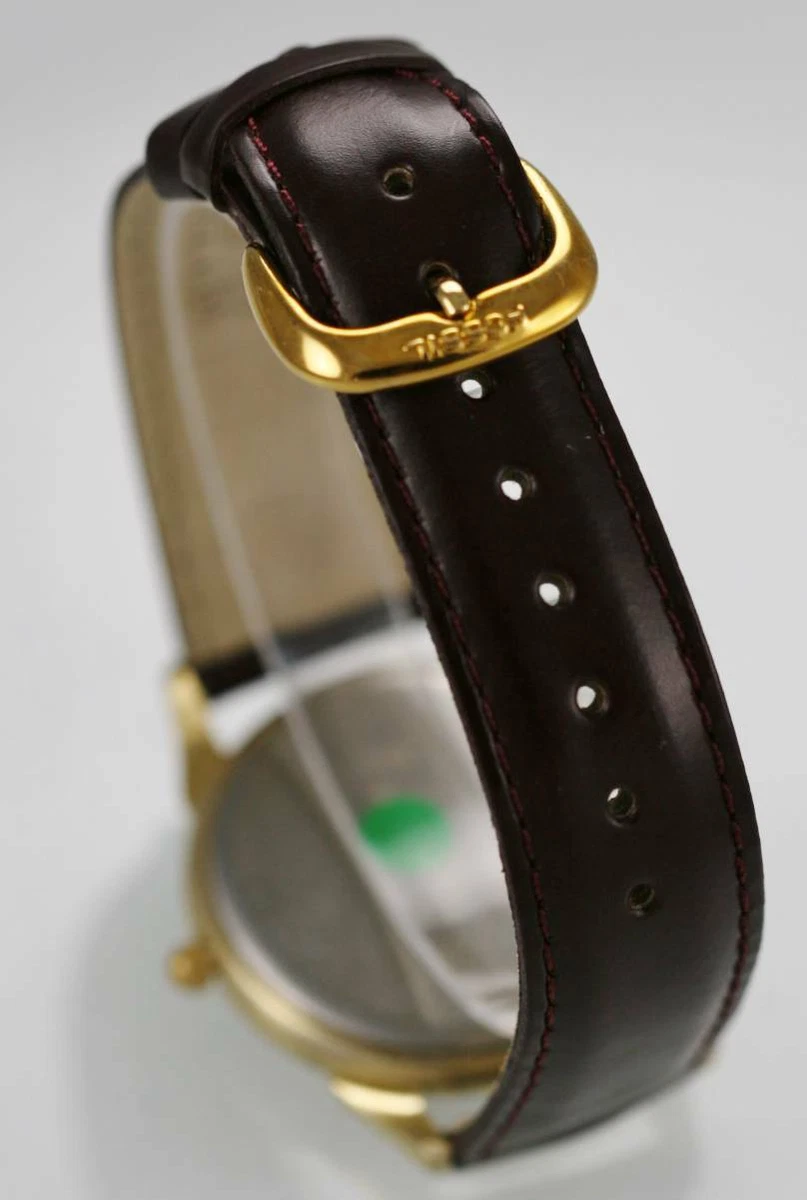 Fossil Watch Mens Skeleton Golf Limited Ed Stainless Gold Leather