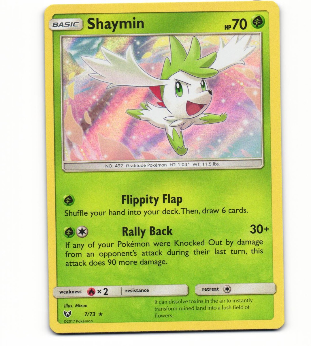 2017 Light Play LP Pokemon Holo Shaymin 7/73 Sun &amp; Moon Shining 