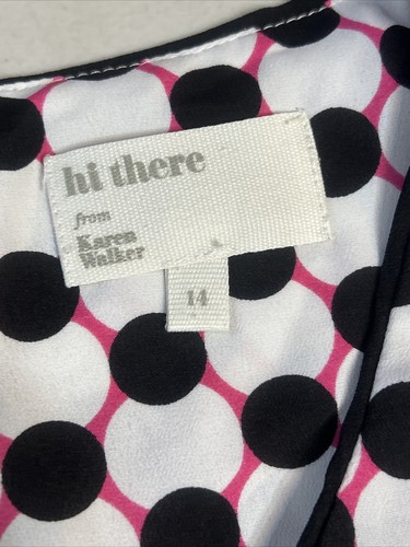 Hi There Karen Walker size 14 blouse top Polka Dot Short Sleeve Black white - Picture 11 of 17
