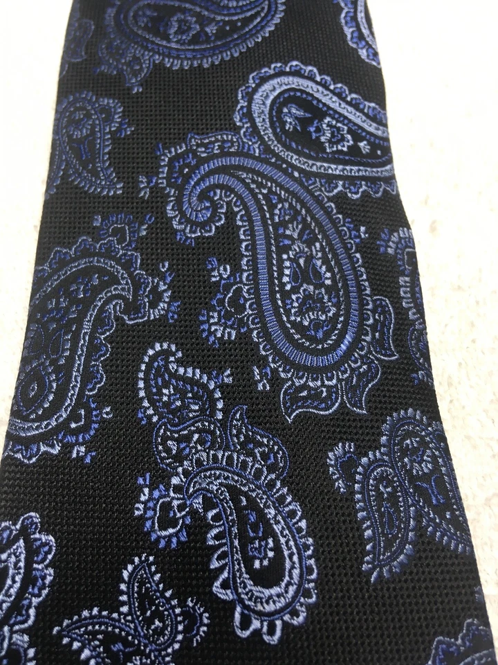 CORBATA MEETING STREET HOMBRE NEGRA CON AZUL PAISLEY 3,75 X 59 NUEVA SIN ETIQUETAS  Foto 3 de 4