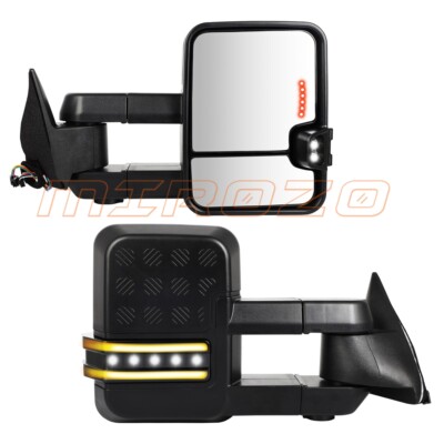 LH RH Power Heated Tow Mirrors Arrow Signal Light For 88-98 Chevy C/K Pickup