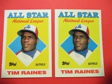 TIM RAINES All Star 1988 Topps #403 Error Variation Oddball 2 Different Expos