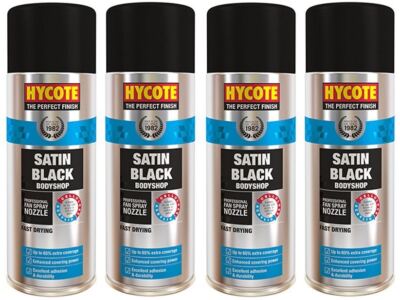Hycote Satin Black schnelltrocknende Aerosol-Sprühfarbe 400 ml *4