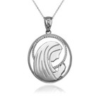 Sterling Silver Virgin Mary Silhouette Pendant Necklace