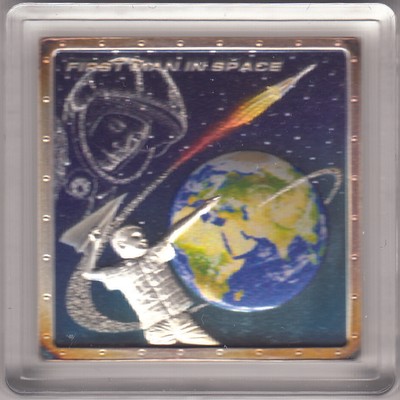 Cook Islands 1 $ First Man in Space Gagarin Vostok Rocket  2011 Silber