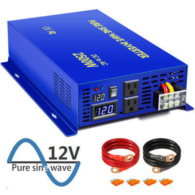 2500 Watt Pure Sine Wave Power Inverter 12 volt DC to 110v 120V AC Off Grid Car