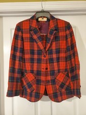 Pendleton Vintage 100 Pure Virgin Wool Red Plaid Blazer Red Size 12