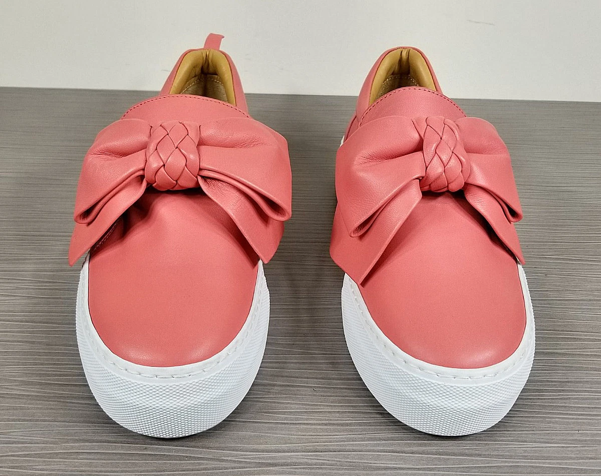 BUSCEMI 40MM Bow Leather Sneakers Salmon Leather Womens Size 6